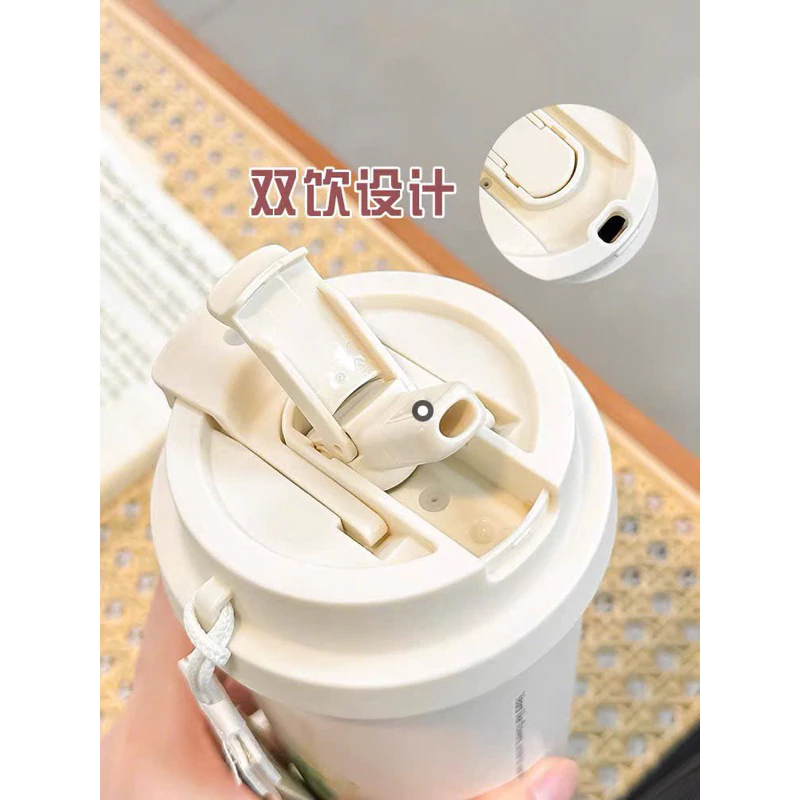 Cốc giữ nhiệt hoạ tiết Labubu có NÚT BẬT dung tích 600ml