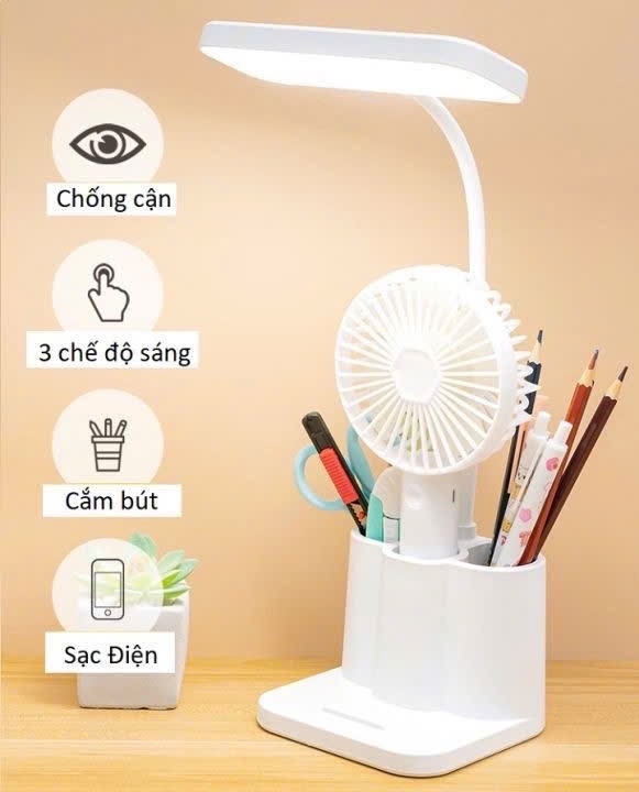 Đèn học để bàn sạc tích điện chống cận thị 3in1