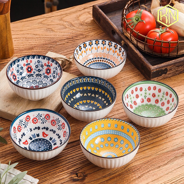 Bộ 6 bát hoạ tiết hoa nhí kèm đũa sang trọng KN4