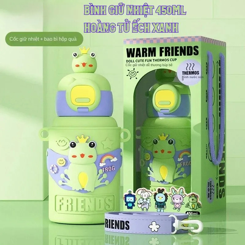 Bình nước giữ nhiệt trẻ em hình con vật ngộ nghĩnh 450ml