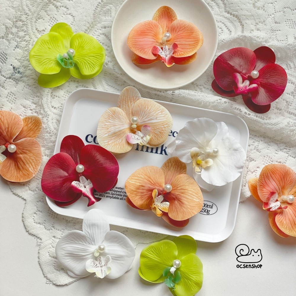 Set 12 Kẹp tóc hoa Lan Hồ Điệp thời trang LOẠI LỚN ĐẸP