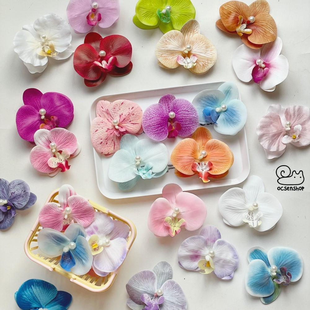 Set 12 Kẹp tóc hoa Lan Hồ Điệp thời trang LOẠI LỚN ĐẸP