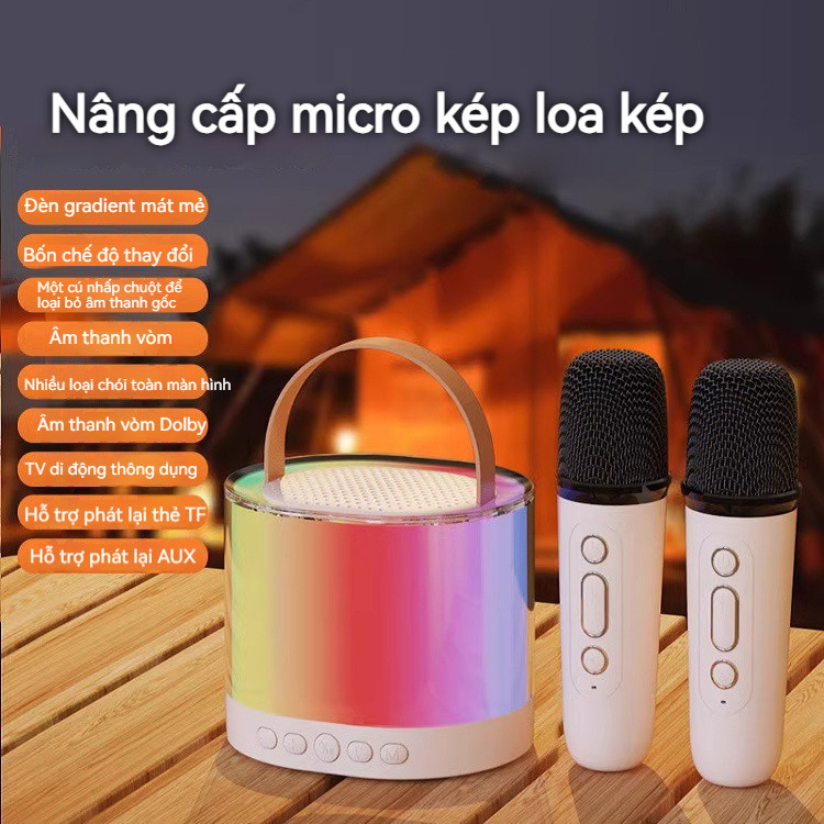 Loa Bluetooth mini karaoke K52 kèm 2 micro