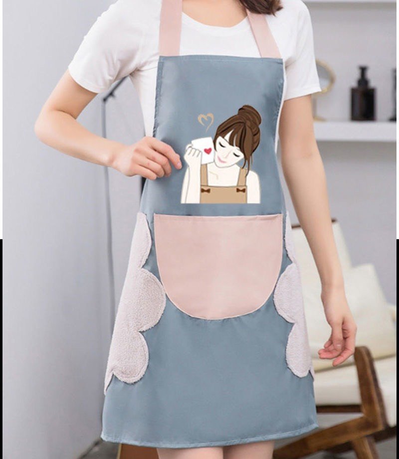 Tạp dề CÔ GÁI không thấm nước có túi và chỗ lau tay