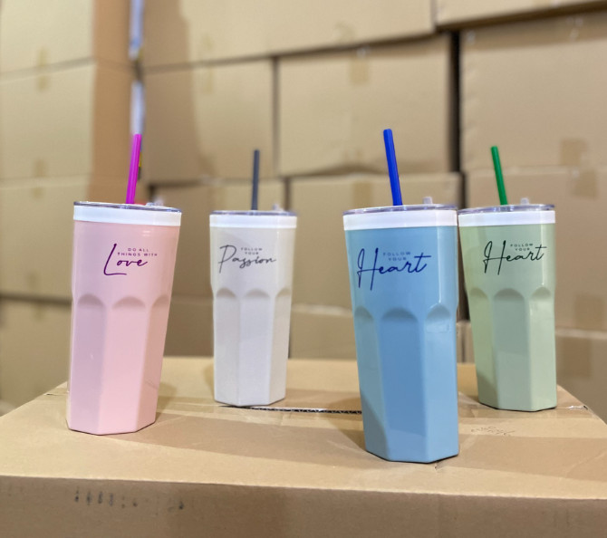 Ly giữ nhiệt kèm ống hút sắc hè 600ml TLT