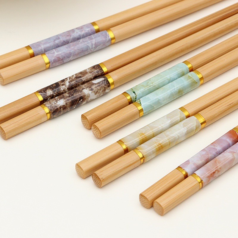 Bộ 10 đũa tre YAJIZHUMU hoa văn vân đá cao cấp