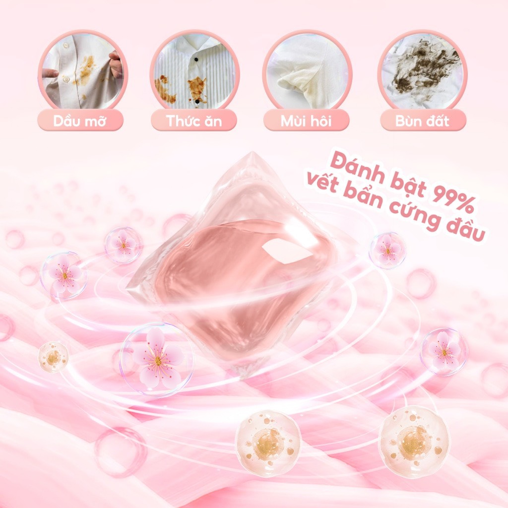 Hộp 50 viên giặt tiện lợi sắc hạ Topgia