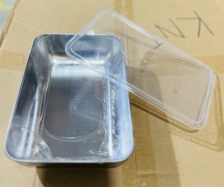 Hộp inox đựng thực phẩm tủ lạnh kèm nắp nhựa LOẠI TRUNG BÉ