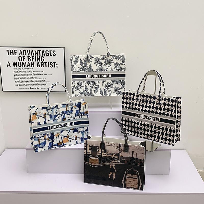 Túi du lịch xách tay vải nỉ loại lớn in hoa thời trang