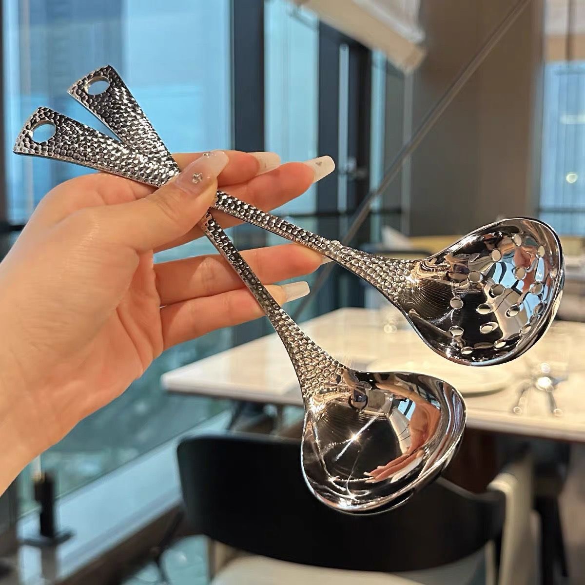 Set 2 thìa inox múc canh ăn lẩu sang trọng