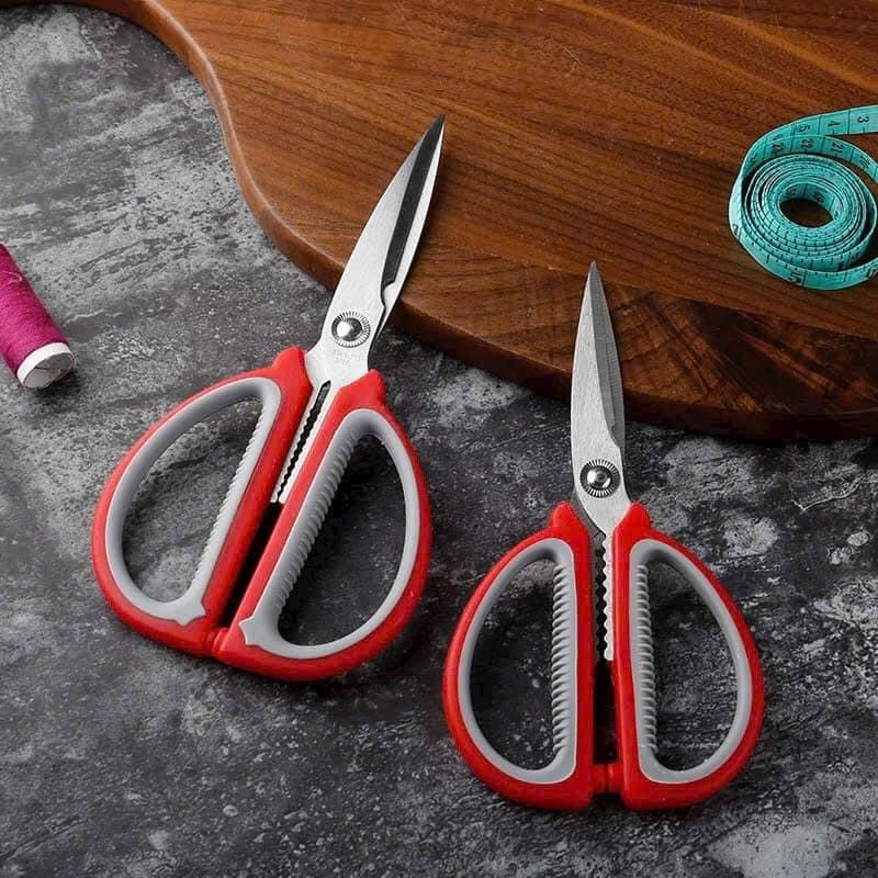Kéo inox nhà bếp đa năng cán nhựa đỏ cao cấp