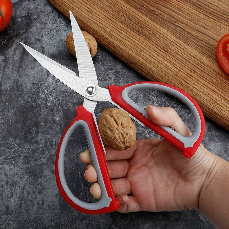 Kéo inox nhà bếp đa năng cán nhựa đỏ cao cấp