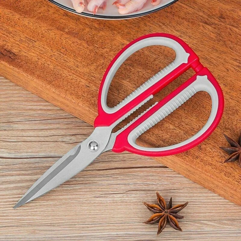 Kéo inox nhà bếp đa năng cán nhựa đỏ cao cấp