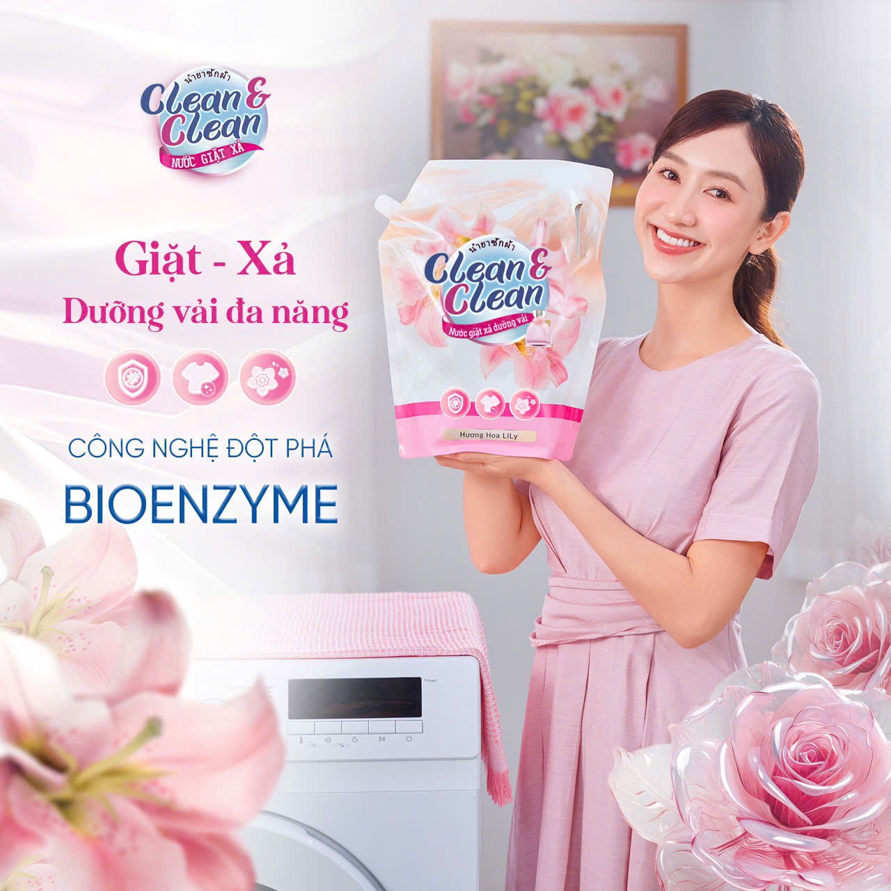 Nước giặt xả dưỡng vải Clean & Clean hương nước hoa