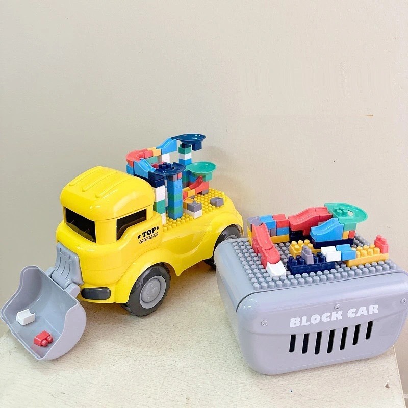 Bộ đồ chơi xe ô tô máy xúc chở 124 chi tiết lắp ráp 2in1