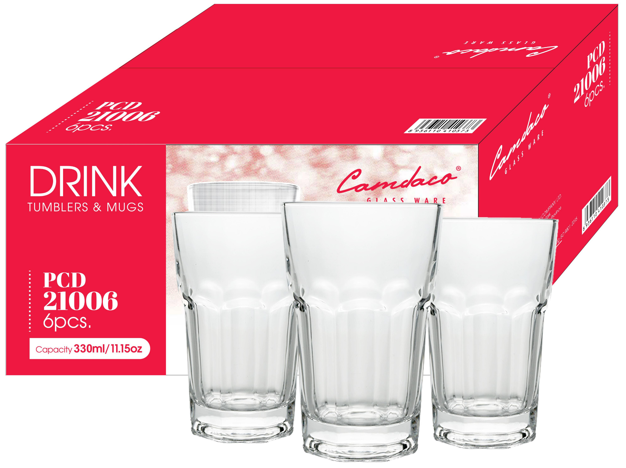 Bộ 6 ly cốc thuỷ tinh 8 góc trung 330ml