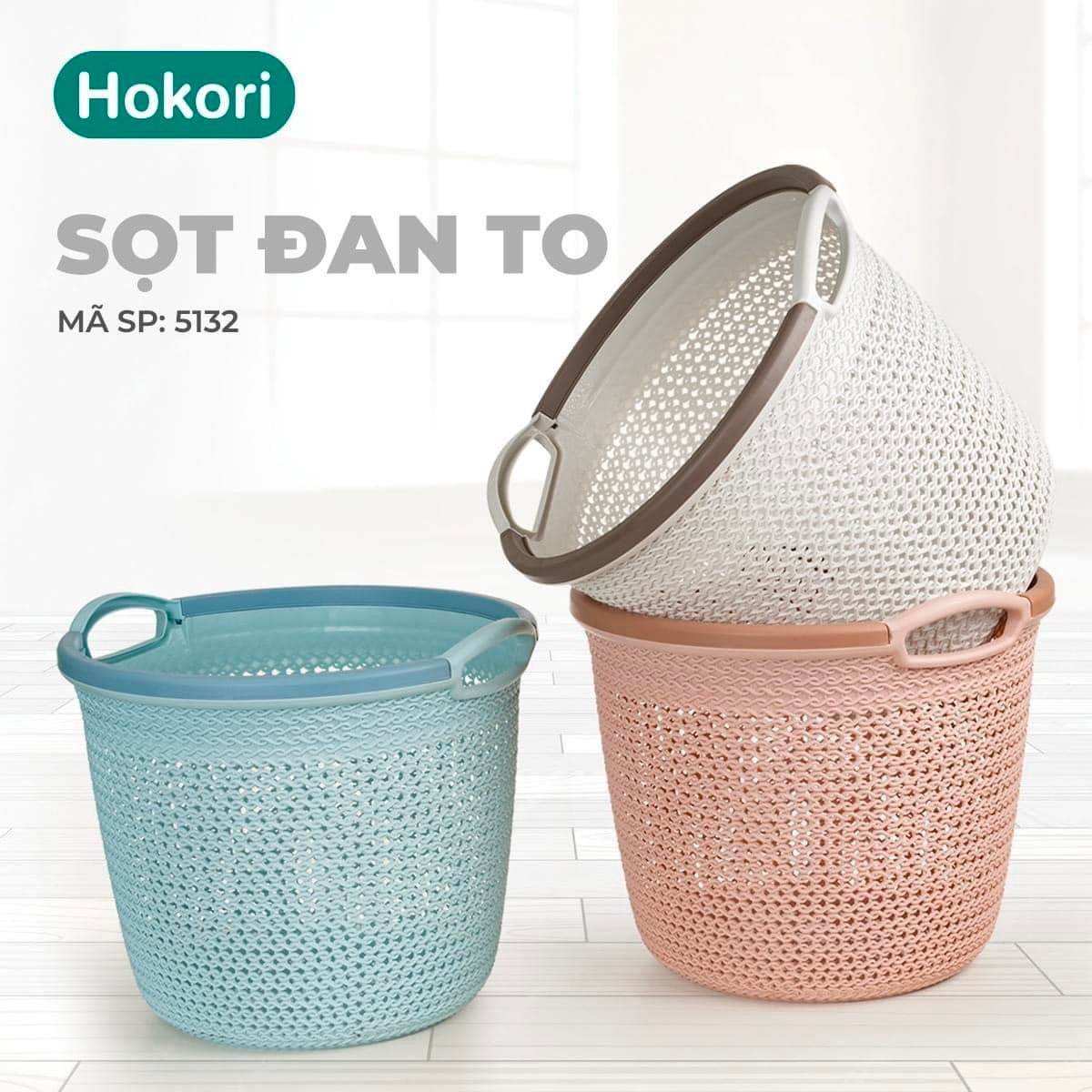Sọt nhựa đan có quai xách Hokori LOẠI TRUNG