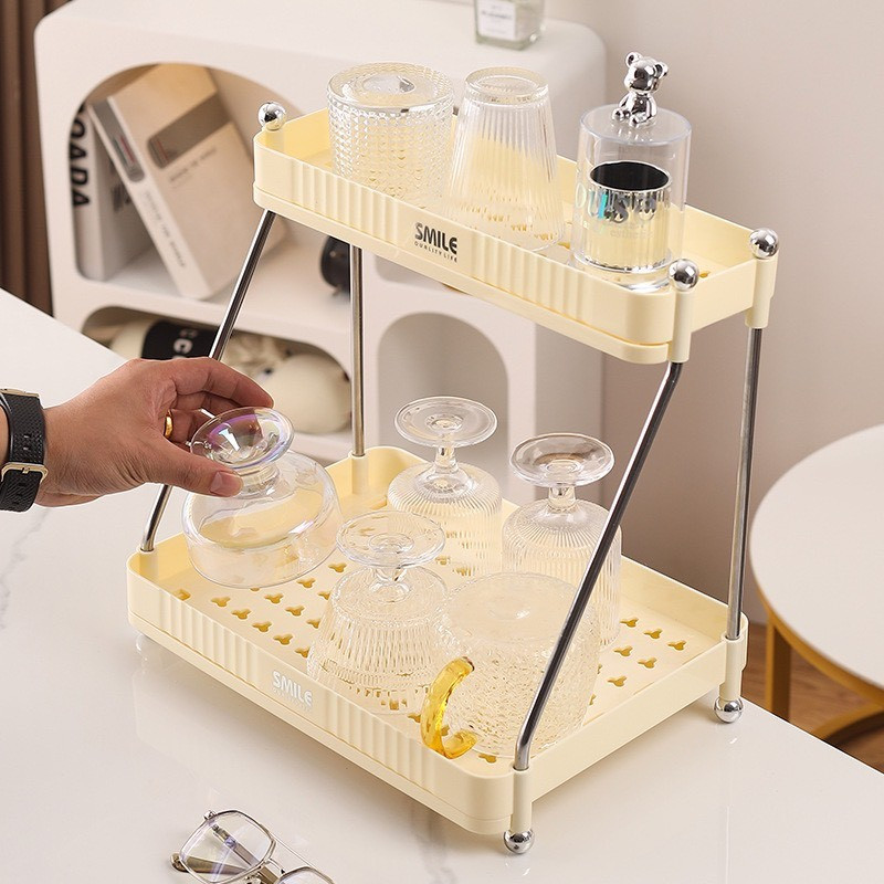 Kệ úp cốc 2 Lớp đa dụng có lỗ thoát nước