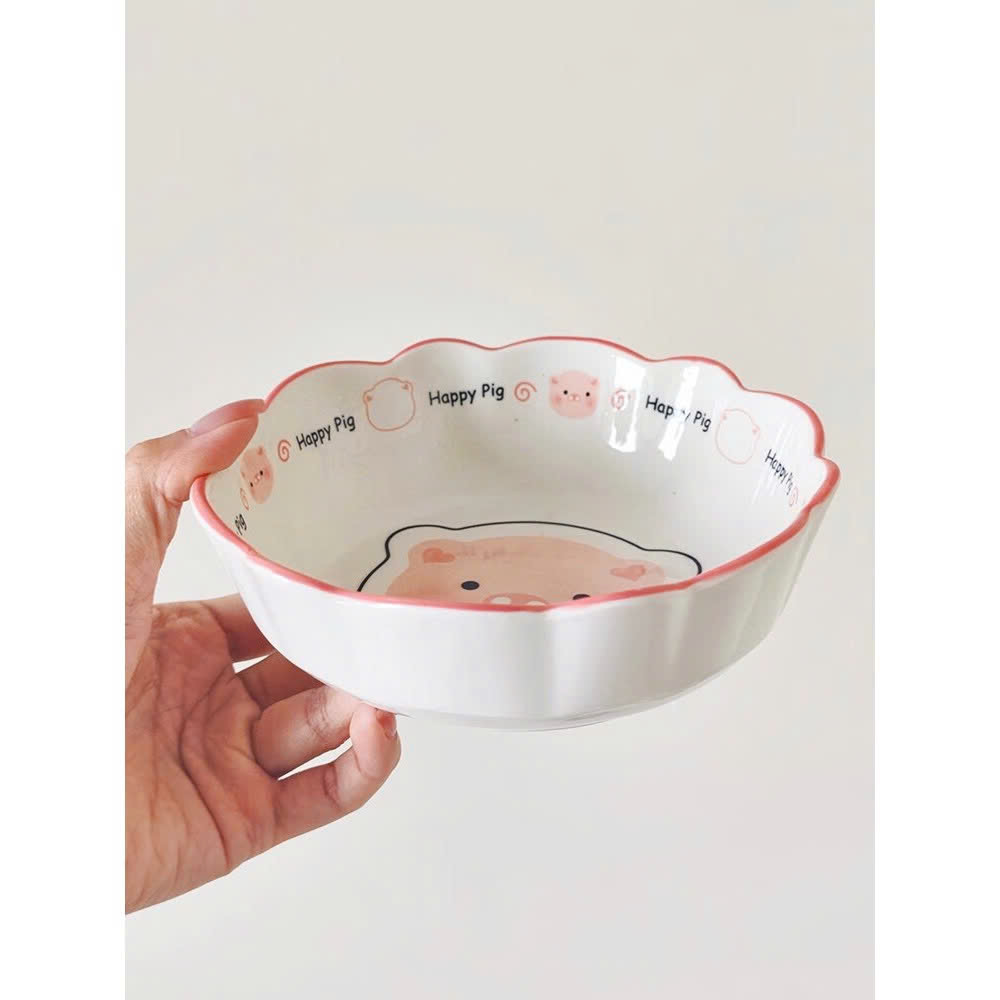Bát sứ ăn dặm hình con lợn hồng cute