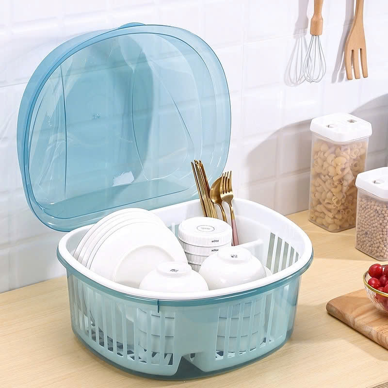 Rổ úp bát, đĩa có nắp bật tiện lợi