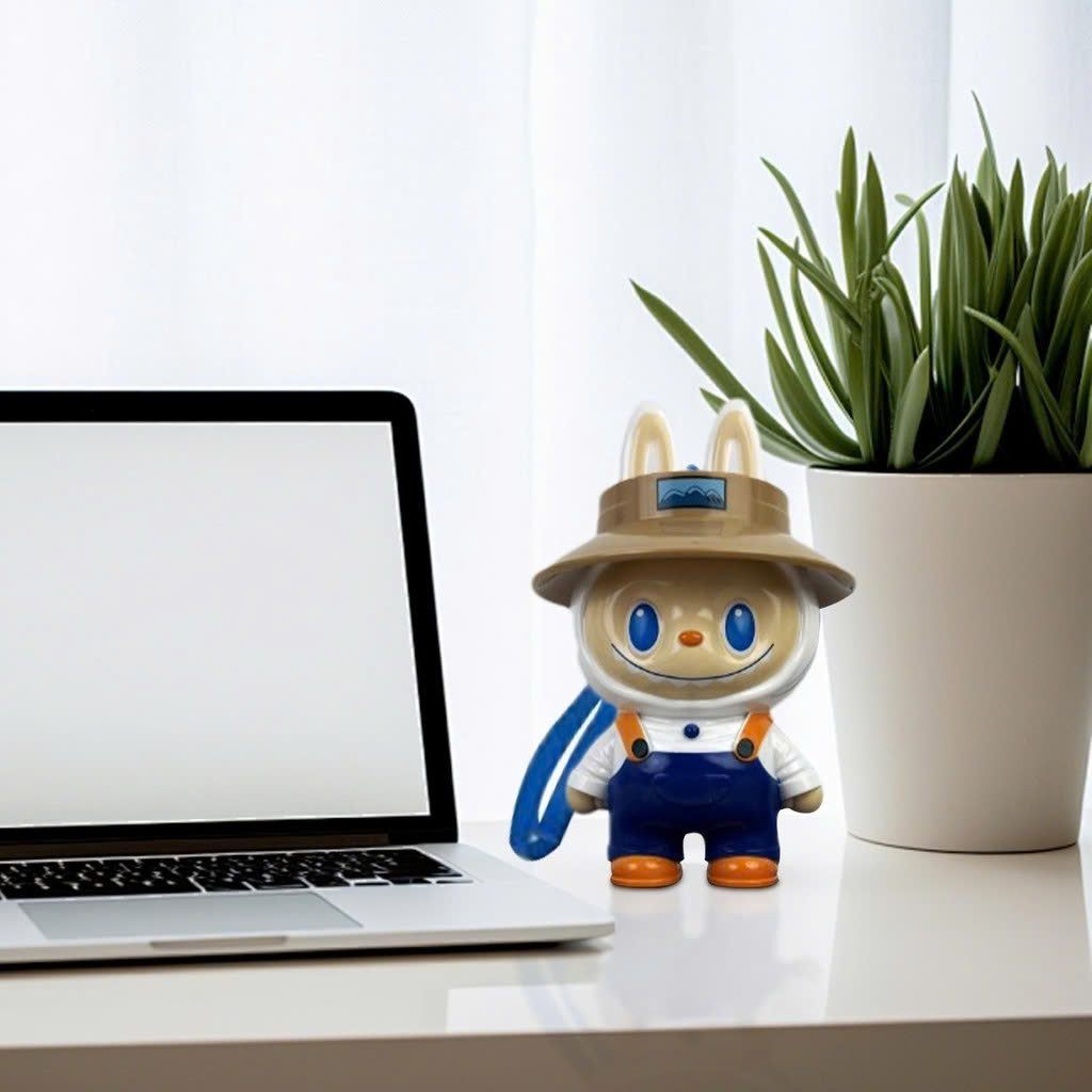 Quạt mini cầm tay Labubu sạc USB có dây đeo