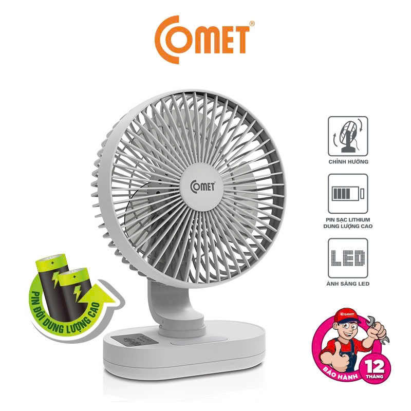 Quạt sạc, 6W , hiệu Comet, CRF1406