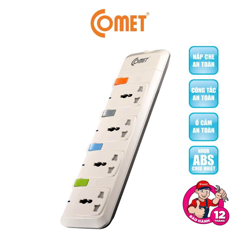 Ổ cắm điện nối dài an toàn hiệu Comet 4 ổ cắm - CESG2403