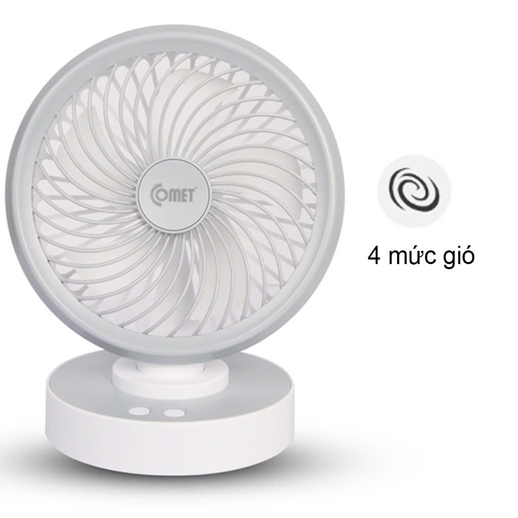 Quạt sạc đa năng để bàn 7W, 3 Cấp độ có đèn led hiệu COMET CRF1506