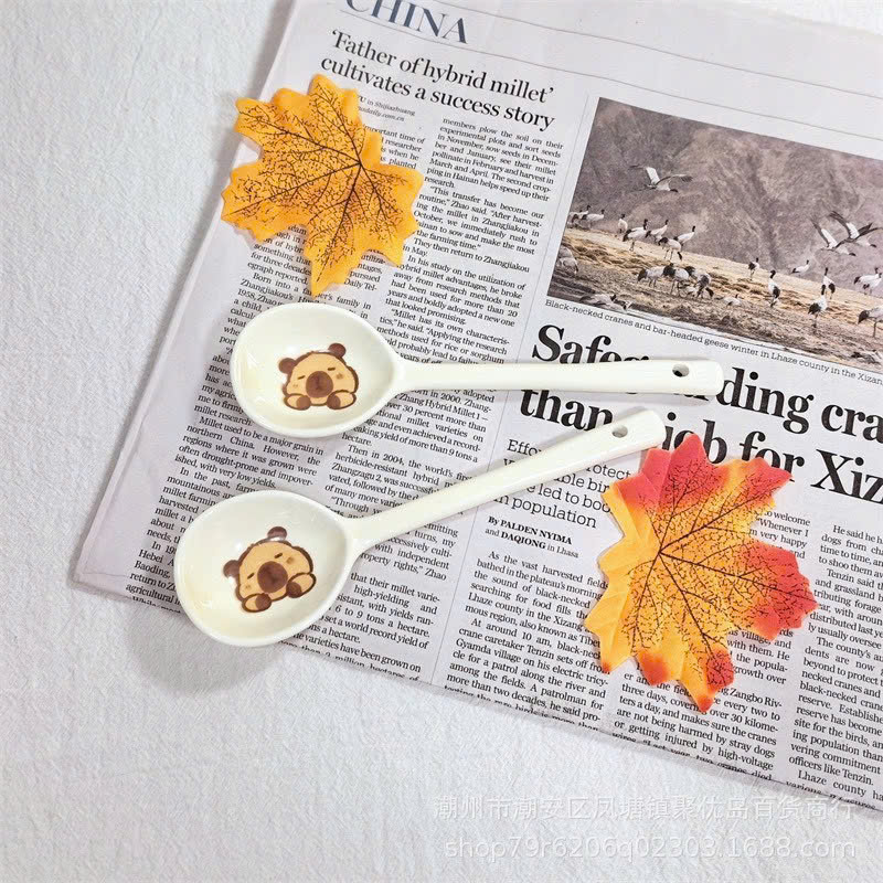 Set 2 Thìa sứ hoạ tiết dễ thương