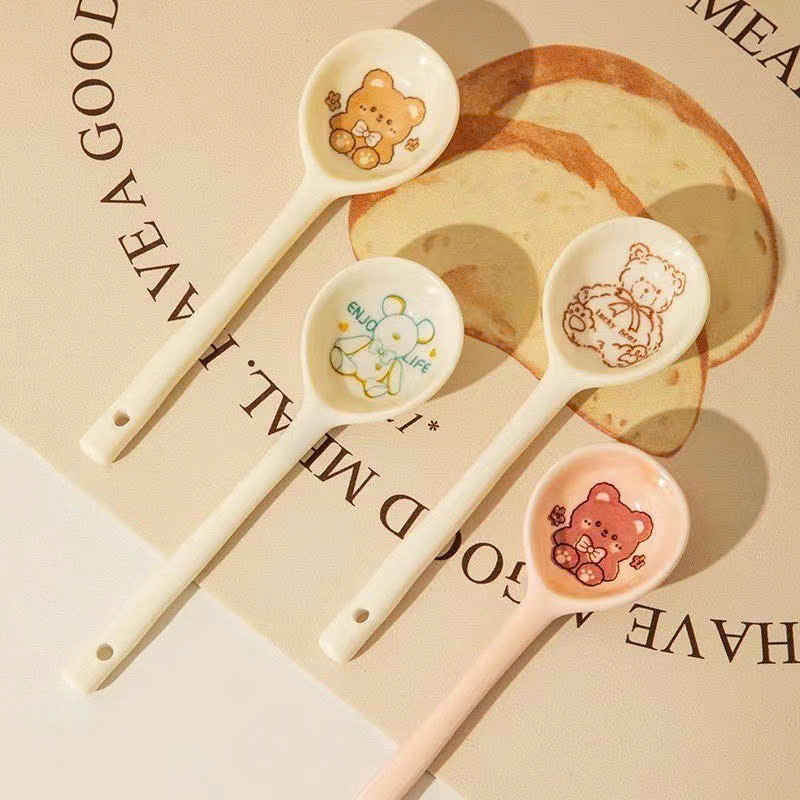 Set 2 Thìa sứ hoạ tiết dễ thương