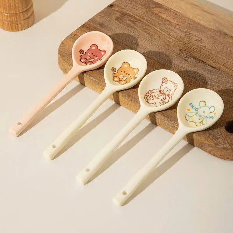 Set 2 Thìa sứ hoạ tiết dễ thương