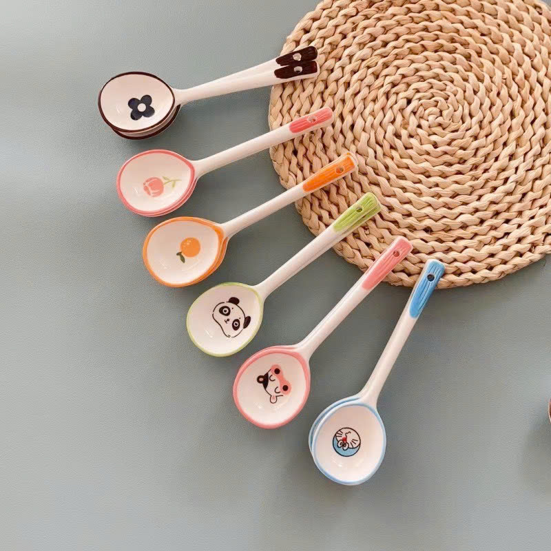 Set 2 Thìa sứ hoạ tiết dễ thương