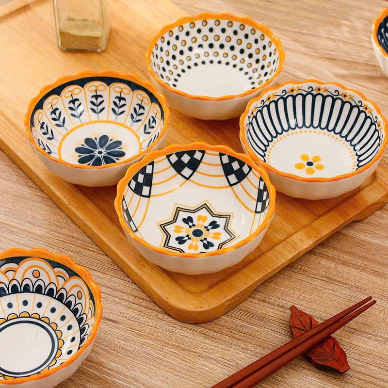 Set 6 bát chấm sứ thổ cẩm cao cấp cho bé ăn dặm