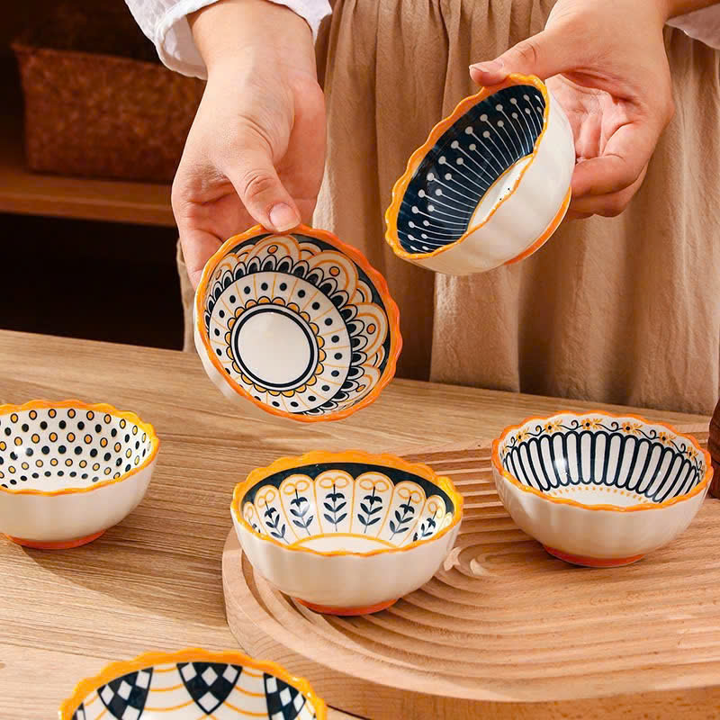 Set 6 bát chấm sứ thổ cẩm cao cấp cho bé ăn dặm