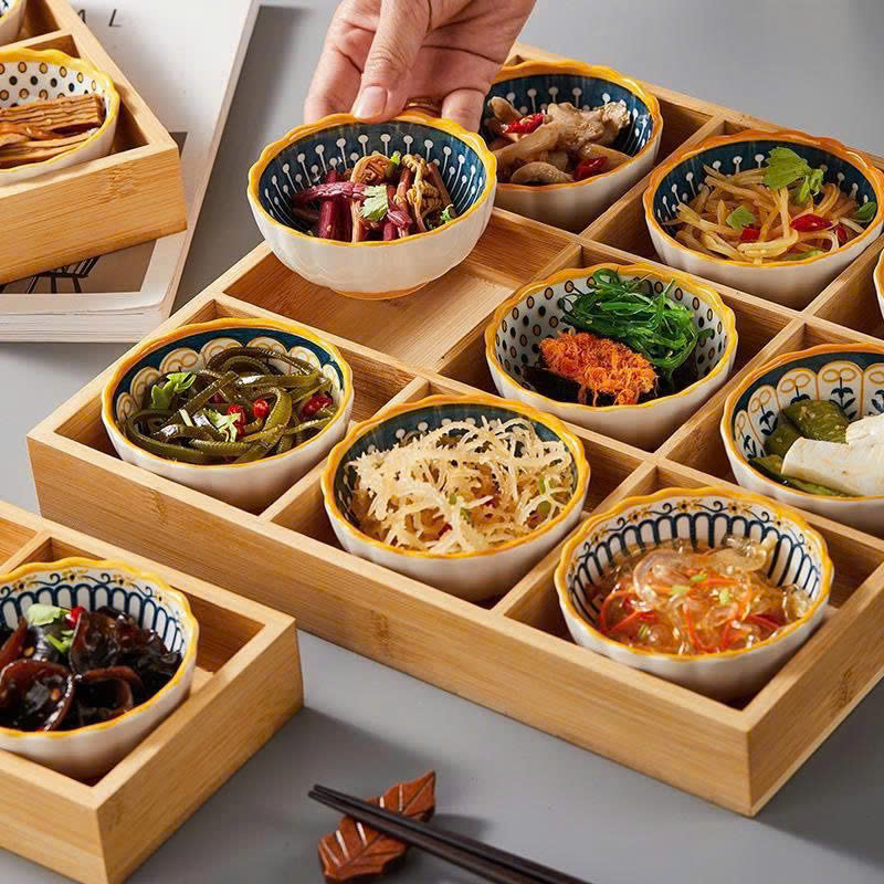 Set 6 bát chấm sứ thổ cẩm cao cấp cho bé ăn dặm