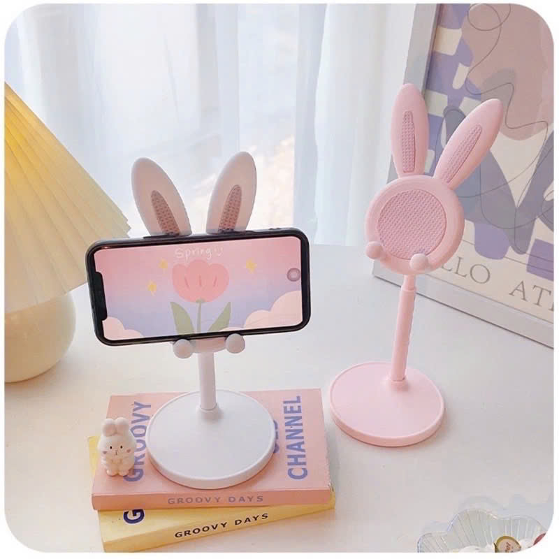 Giá đỡ điện thoại và ipad để bàn hình tai thỏ thiết kế cao su chống trơn trượt