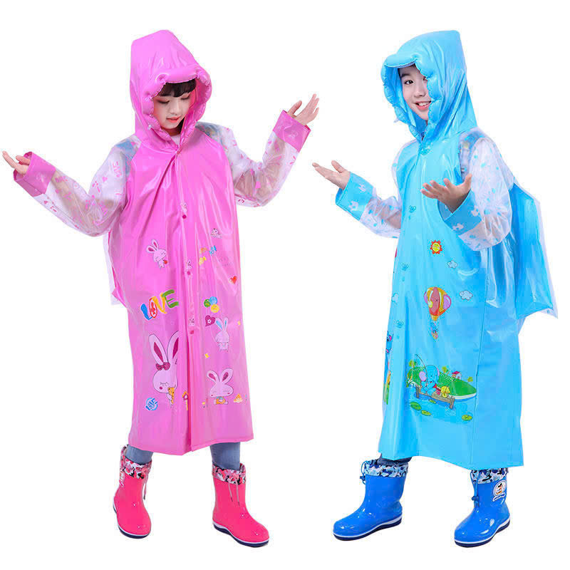 Áo mưa măng tô có ngăn balo dày dặn cho bé