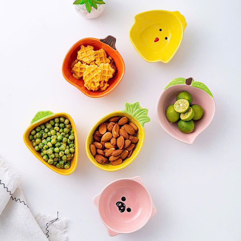 Bộ 5 bát sứ ăn dặm cho bé bằng gốm hình rau củ quả dễ thương