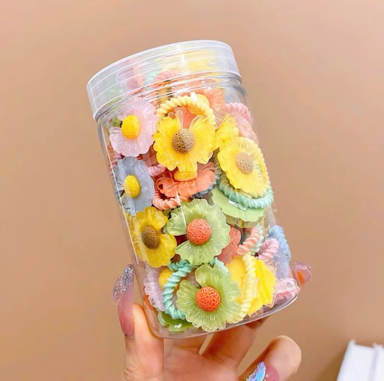 Hộp dây buộc tóc cao su hình trái cây hoạt hình đáng yêu cho bé