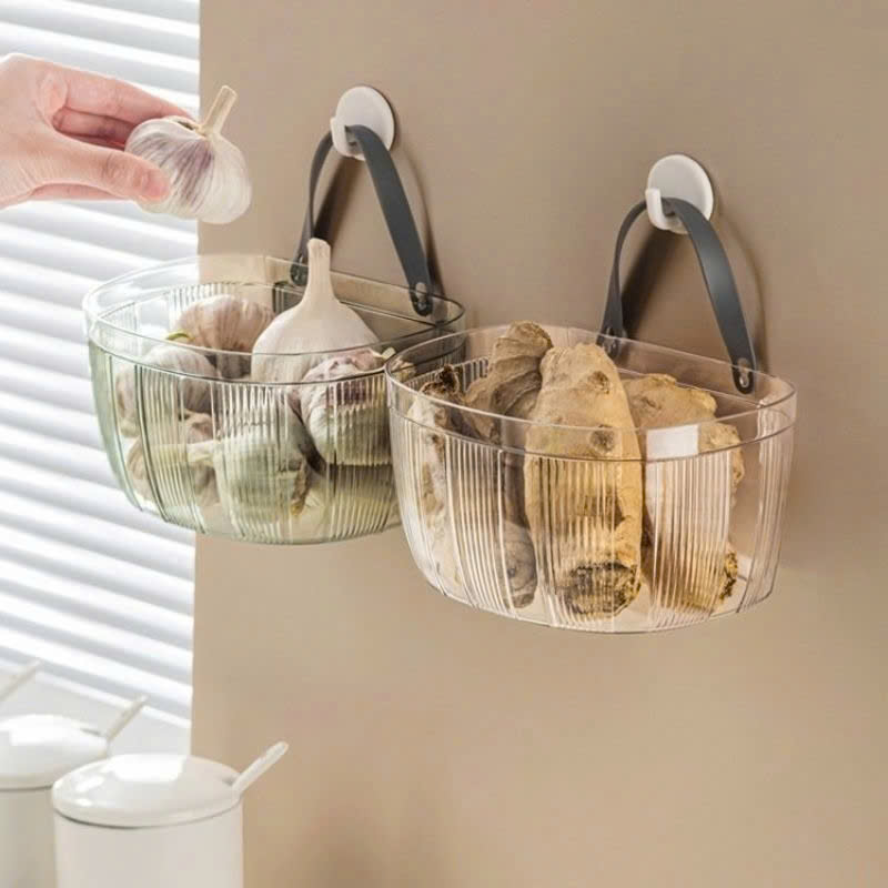 Giỏ nhựa đựng gia vị thực phẩm dán tường tiện lợi