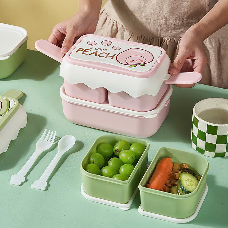 Hộp đựng cơm văn phòng 2 tầng 3 ngăn có quai xách tiện lợi