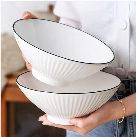 Bát tô sứ loe trắng viền đen sang trọng MẪU TÔ 8