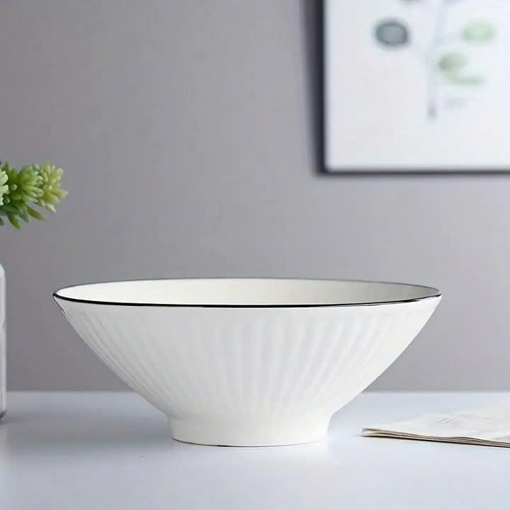 Bát tô sứ loe trắng viền đen sang trọng MẪU TÔ 8