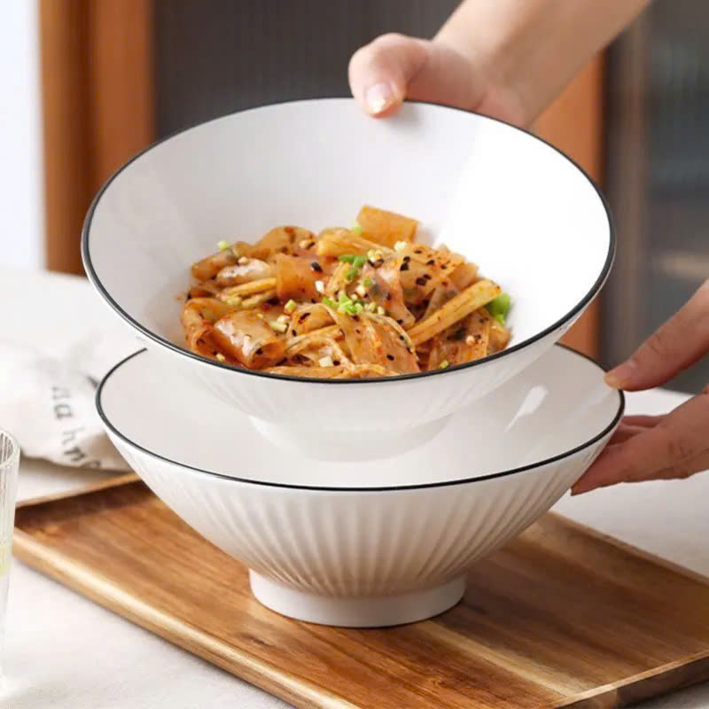 Bát tô sứ loe trắng viền đen sang trọng MẪU TÔ 8