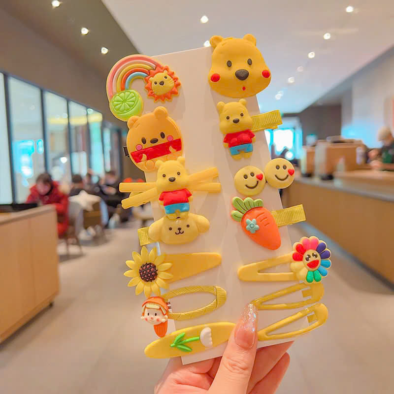 Set 14 kẹp tóc dễ thương hoạ tiết hoạt hình cho bé