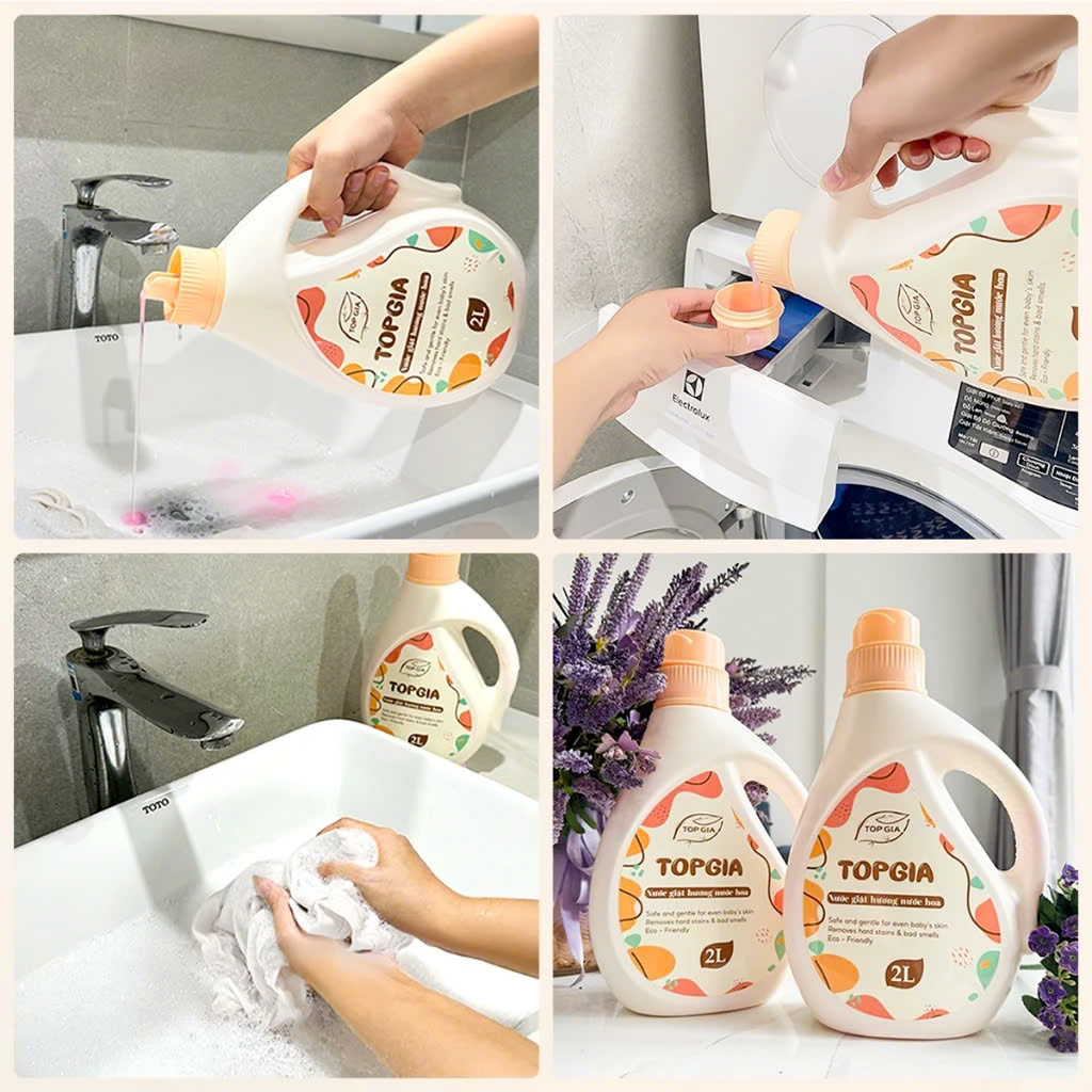 Nước giặt xả 2in1 sắc hương TOP GIA CAN 2L hương nước hoa