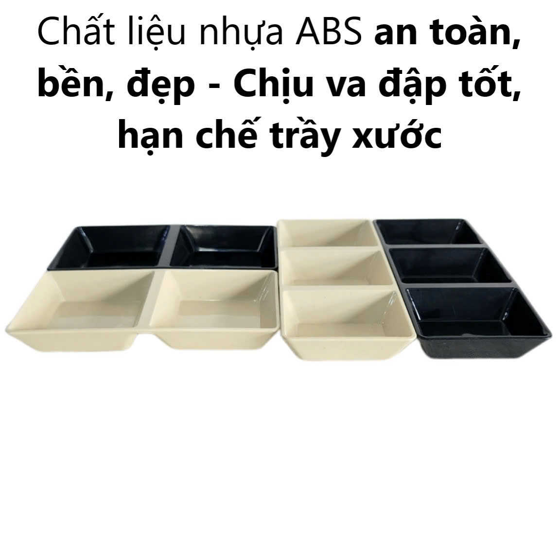 Đĩa chấm phíp vuông 2 ngăn Việt Nhật 1220