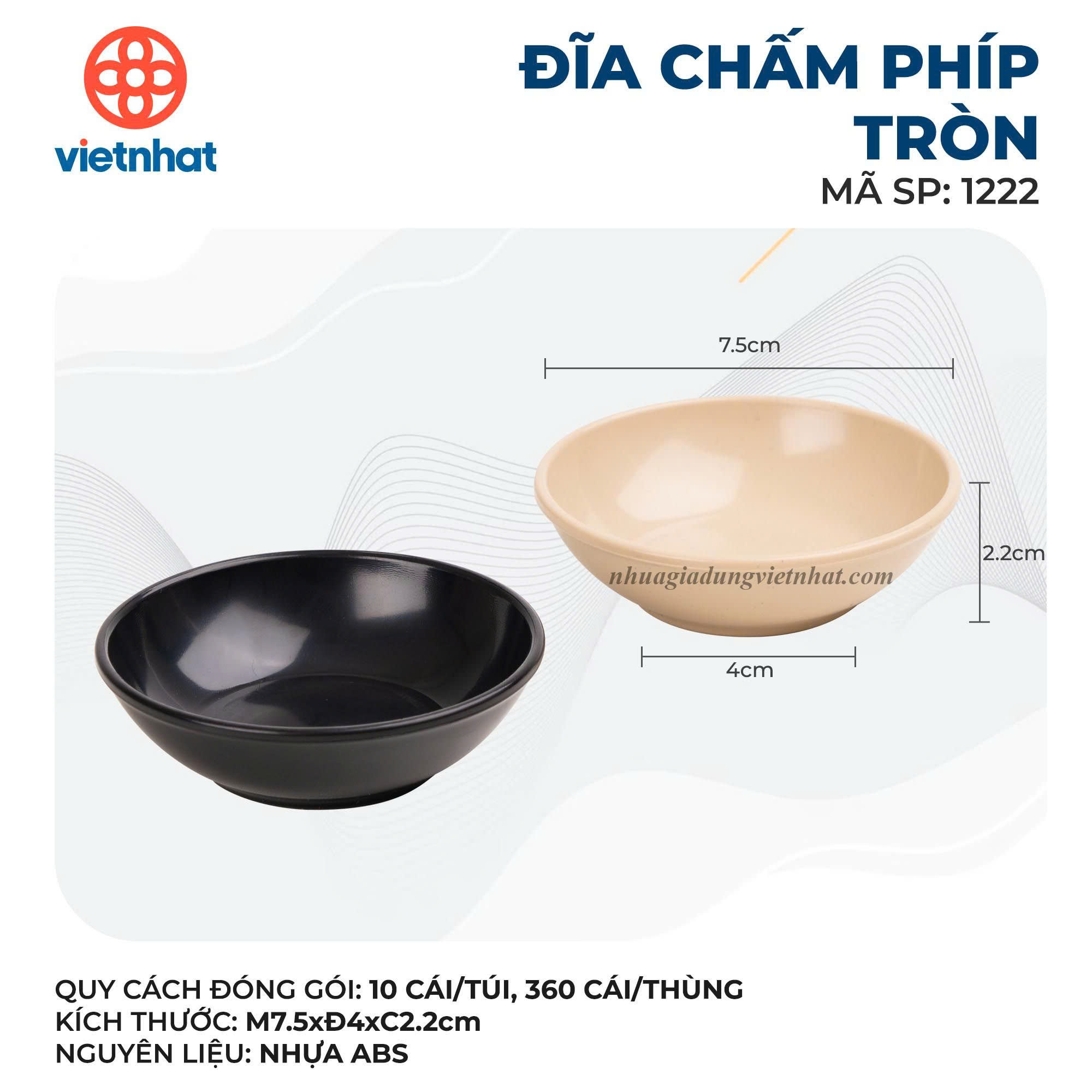 Đĩa chấm phíp tròn Việt Nhật 1222
