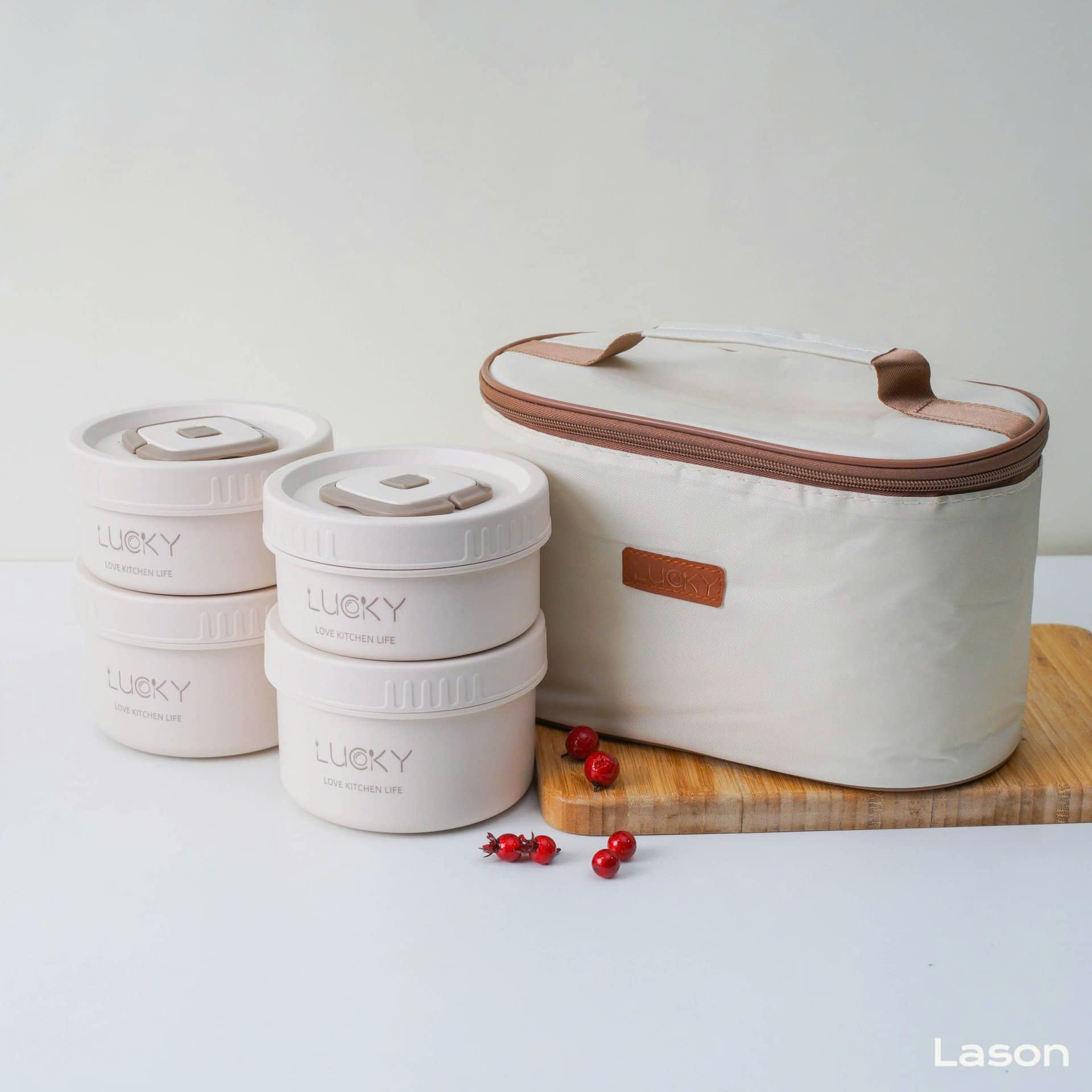 Hộp cơm inox Lucky giữ nhiệt văn phòng 4 tầng chống gỉ cao cấp