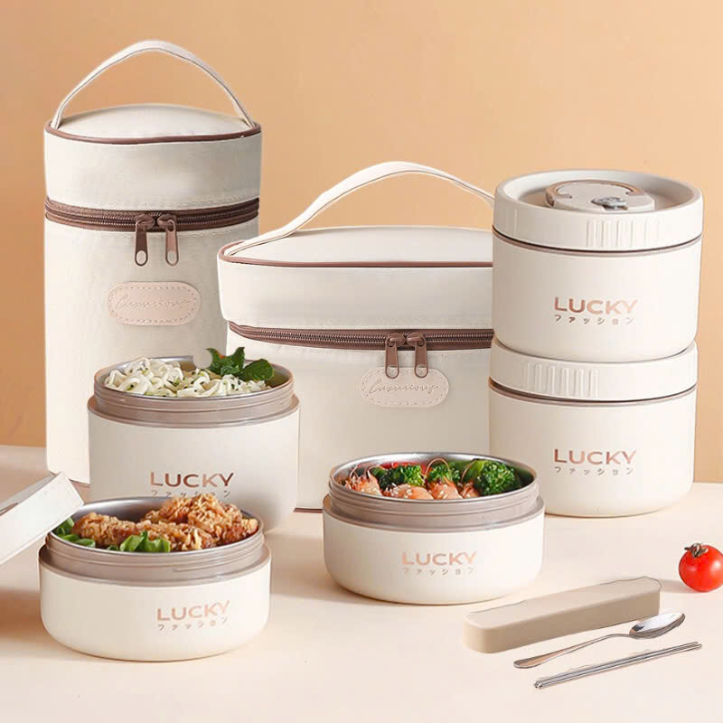 Hộp cơm inox Lucky giữ nhiệt văn phòng 4 tầng chống gỉ cao cấp